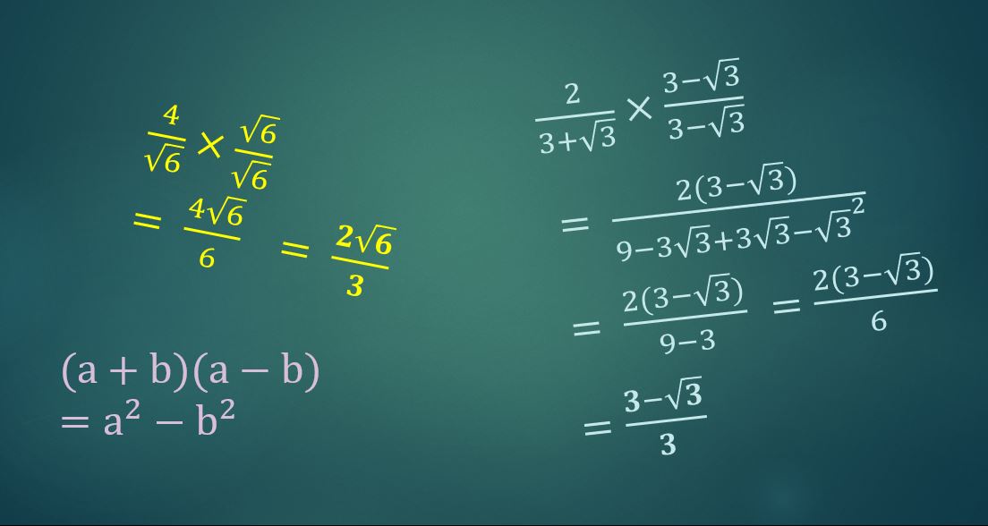 Rationalising the denominator - examples